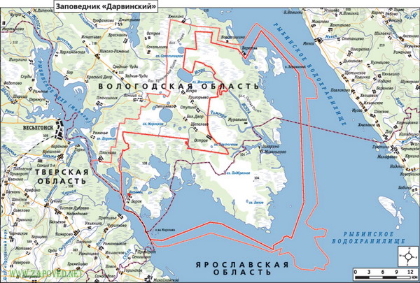 карта Дарвинского заповедника