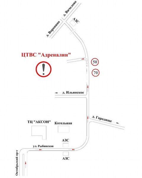 Автогоночный стадион «Адреналин» под Череповцом, схема проезда